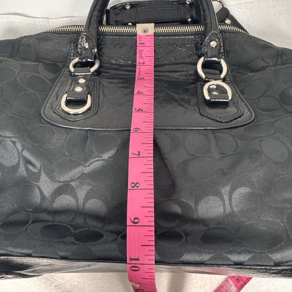 Coach Ashley Signature Sateen Satchel Bag Black on Black Patent Leather F15440 - Picture 10 of 10